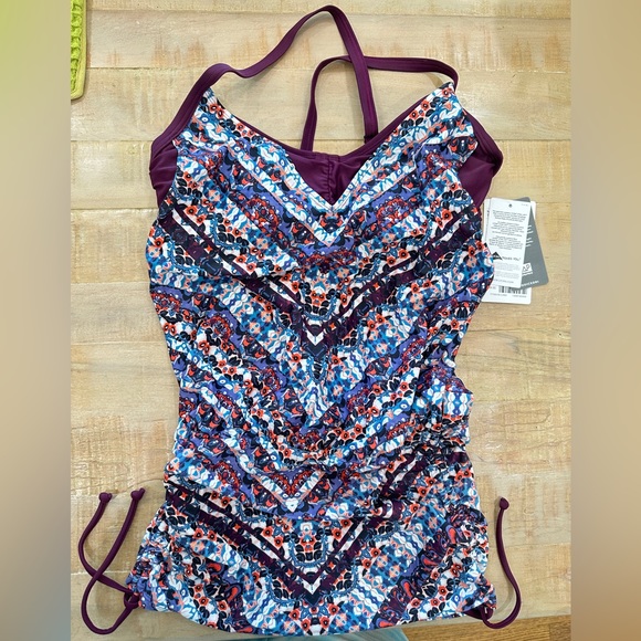 ATHLETA Marrakech Side Scrunch Tankini NWT bikini swim top - Picture 2 of 15